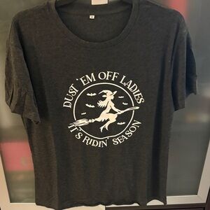 Black Graphic T-Shirt with Witch Design